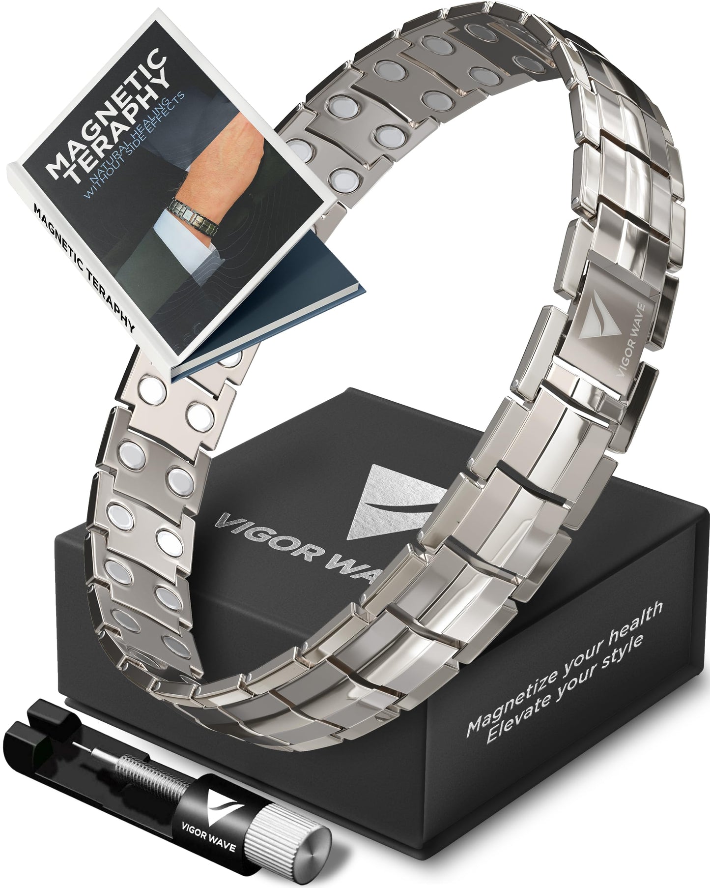 Vigor Wave® Magnetic Therapy Titanium Bracelet for Men, Titanium