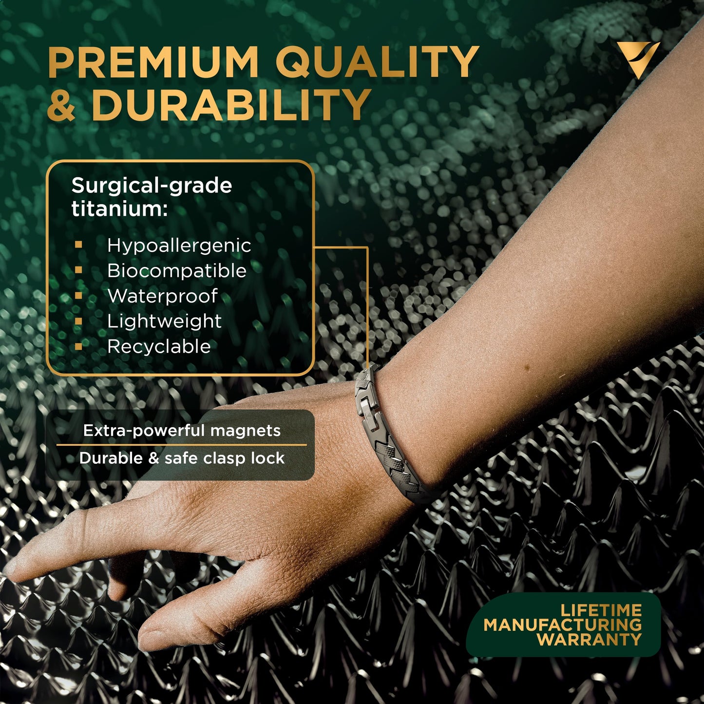 Vigor Wave® Magnetic Therapy Titanium Bracelet for Men — Unique Braided Model, Black